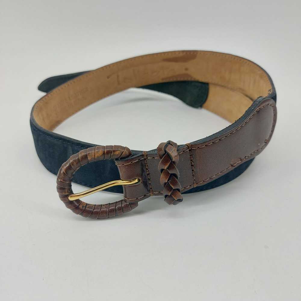 Vintage Talbots Black Suede Belt Brown Tip Weaved… - image 3