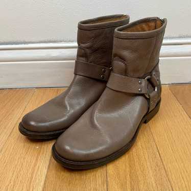 Frye Harness Boots 6B Gray Moto Leather Round Toe… - image 1