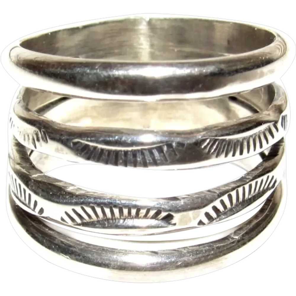 Navajo Band Stacker Ring Size 7 Sterling Silver I… - image 1