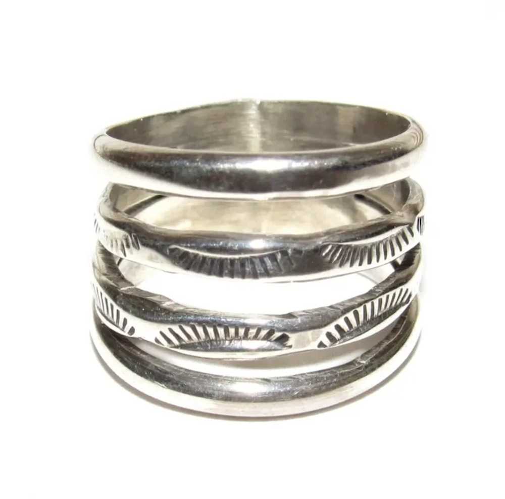 Navajo Band Stacker Ring Size 7 Sterling Silver I… - image 2