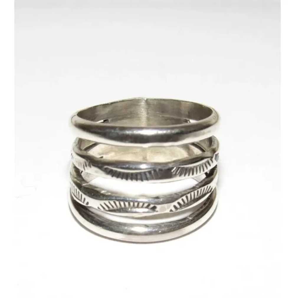 Navajo Band Stacker Ring Size 7 Sterling Silver I… - image 3