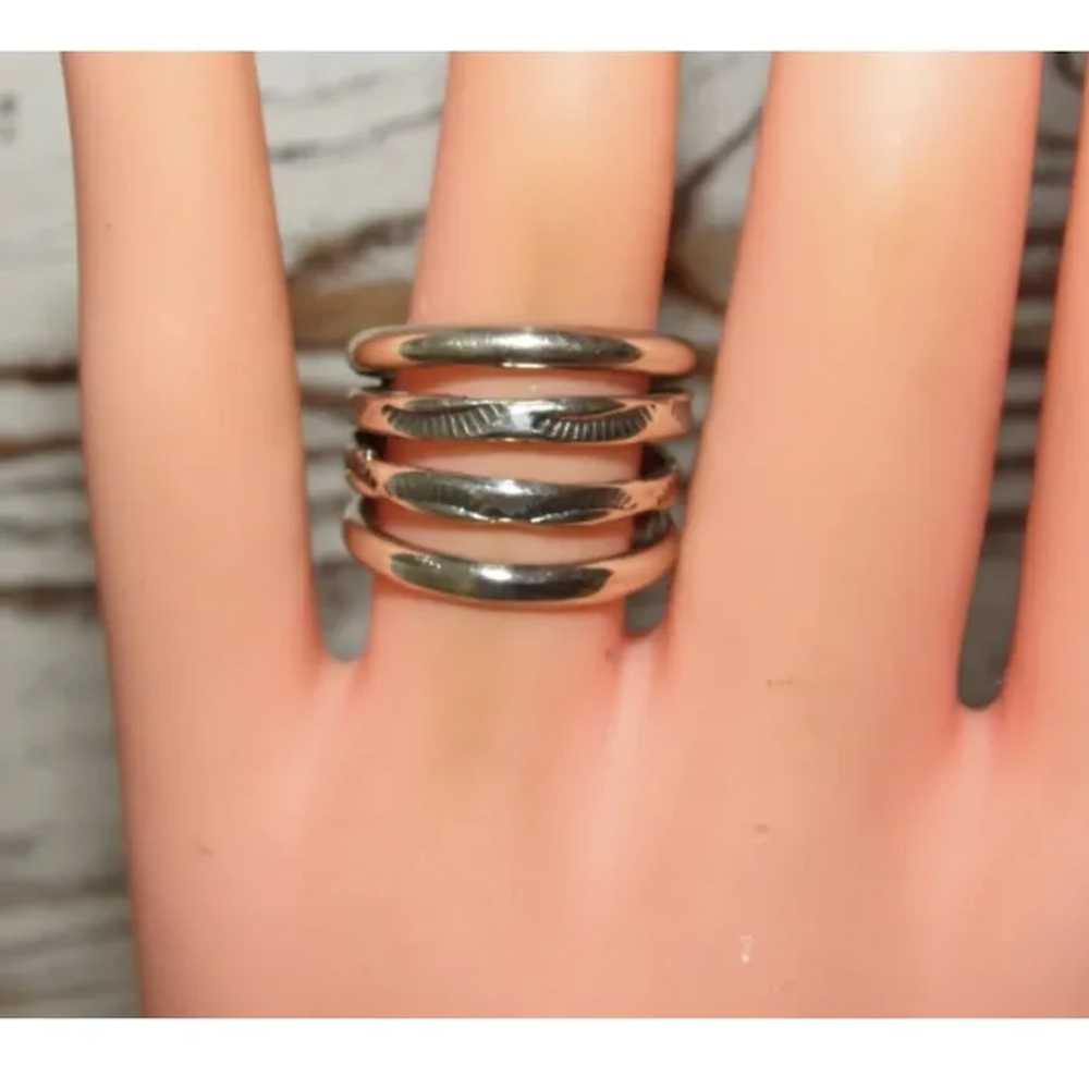 Navajo Band Stacker Ring Size 7 Sterling Silver I… - image 4