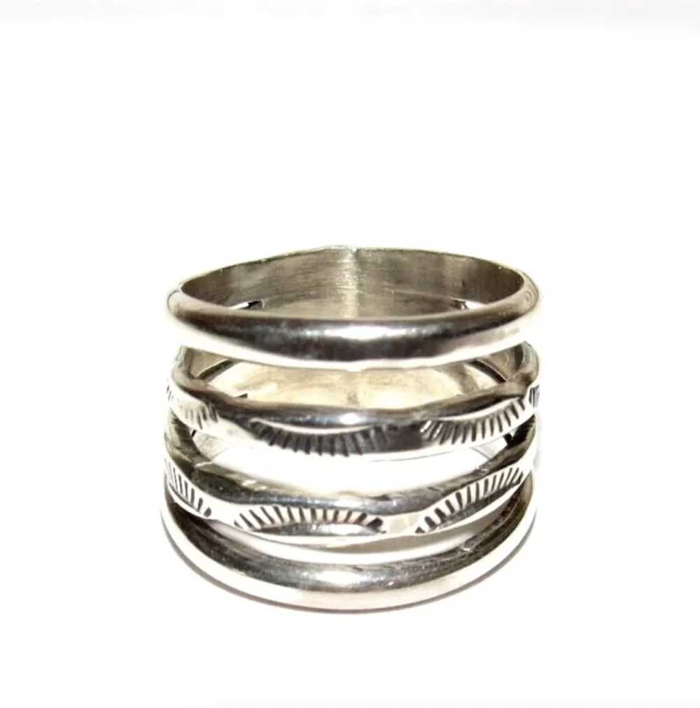 Navajo Band Stacker Ring Size 7 Sterling Silver I… - image 6