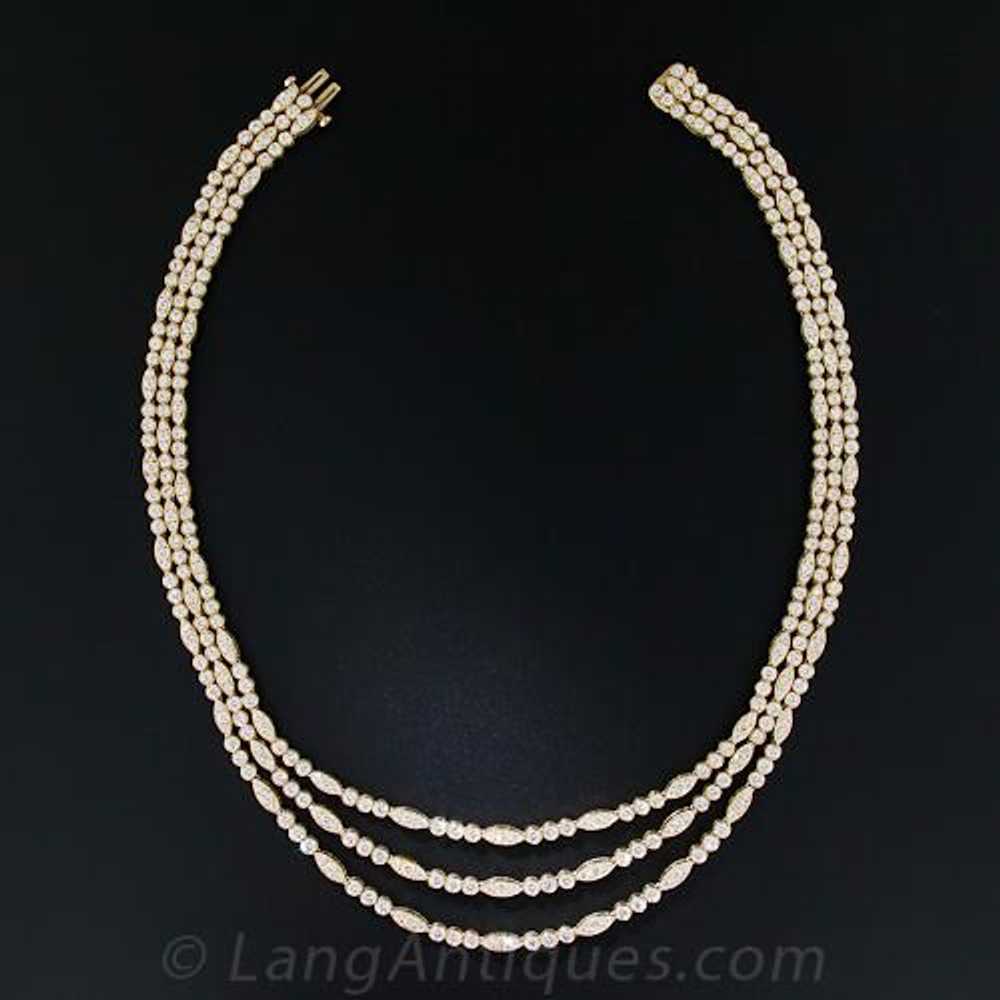 Oscar Heyman Triple-Strand Diamond Necklace - 22 … - image 2