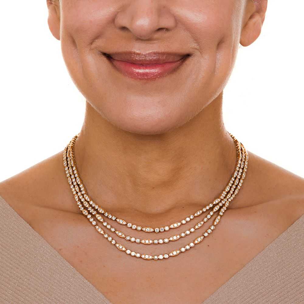 Oscar Heyman Triple-Strand Diamond Necklace - 22 … - image 5