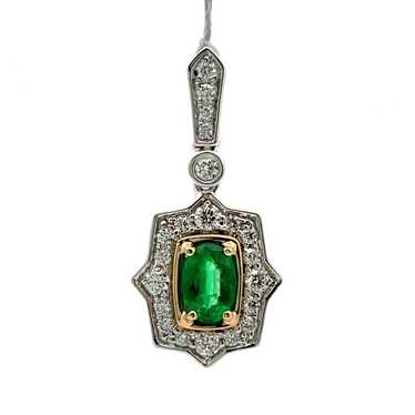 18K W Gold .37CT Emerald & 1/4TW Diamond Vintage I