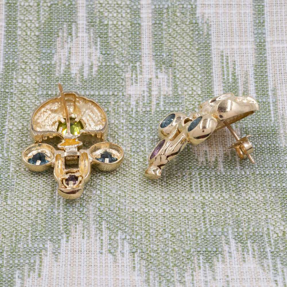 Vintage Multi-Gem Statement Earrings - image 2