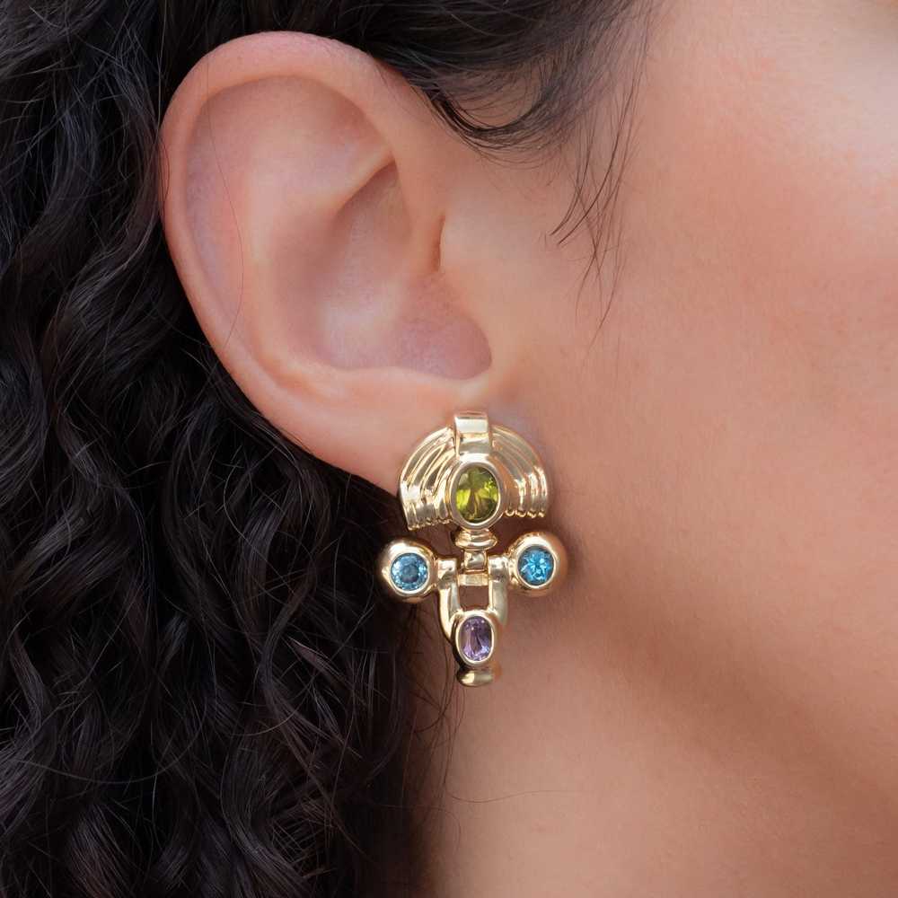 Vintage Multi-Gem Statement Earrings - image 3