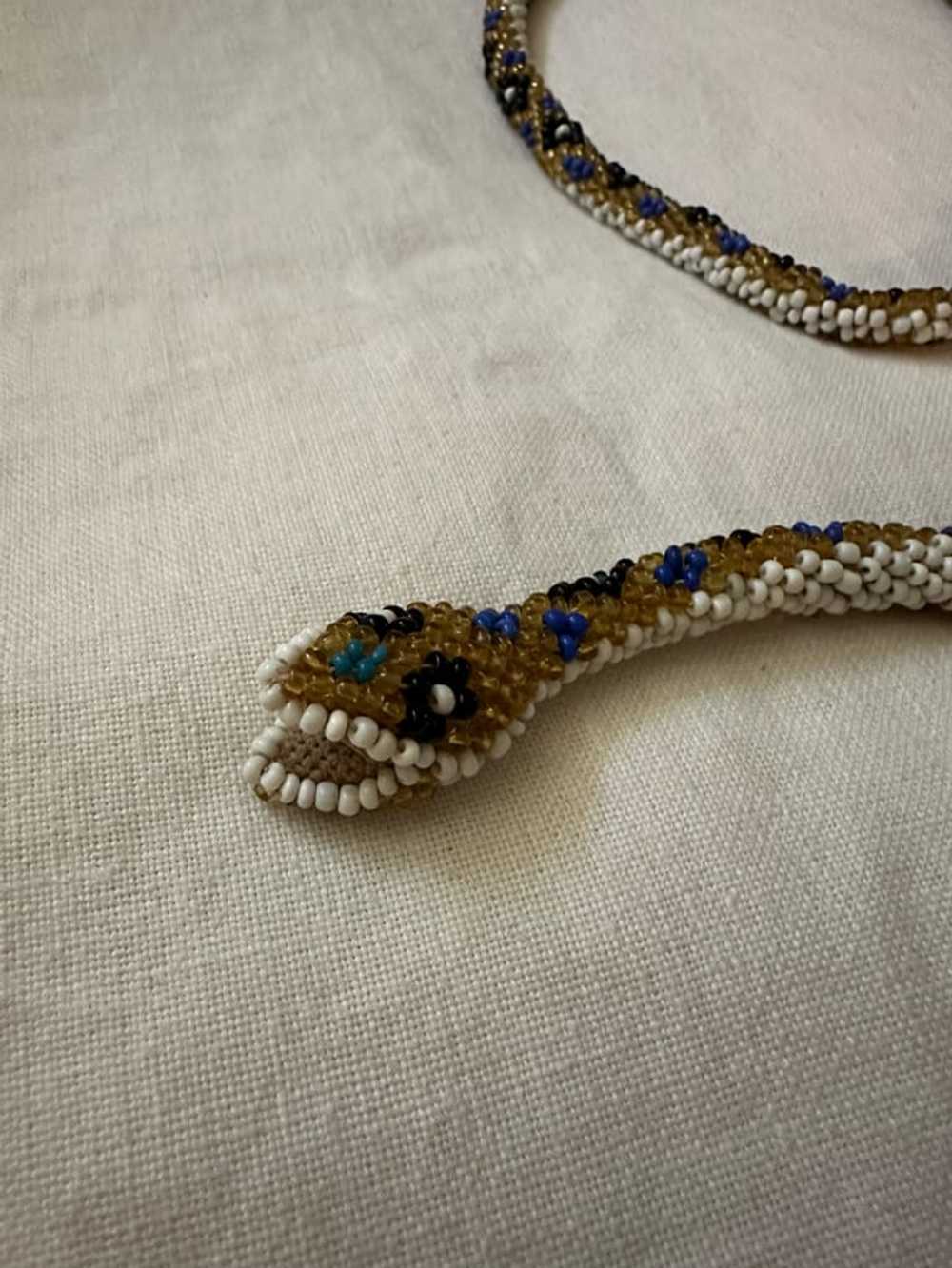 1920 Turkish trench art hand beaded snake wrap ar… - image 5