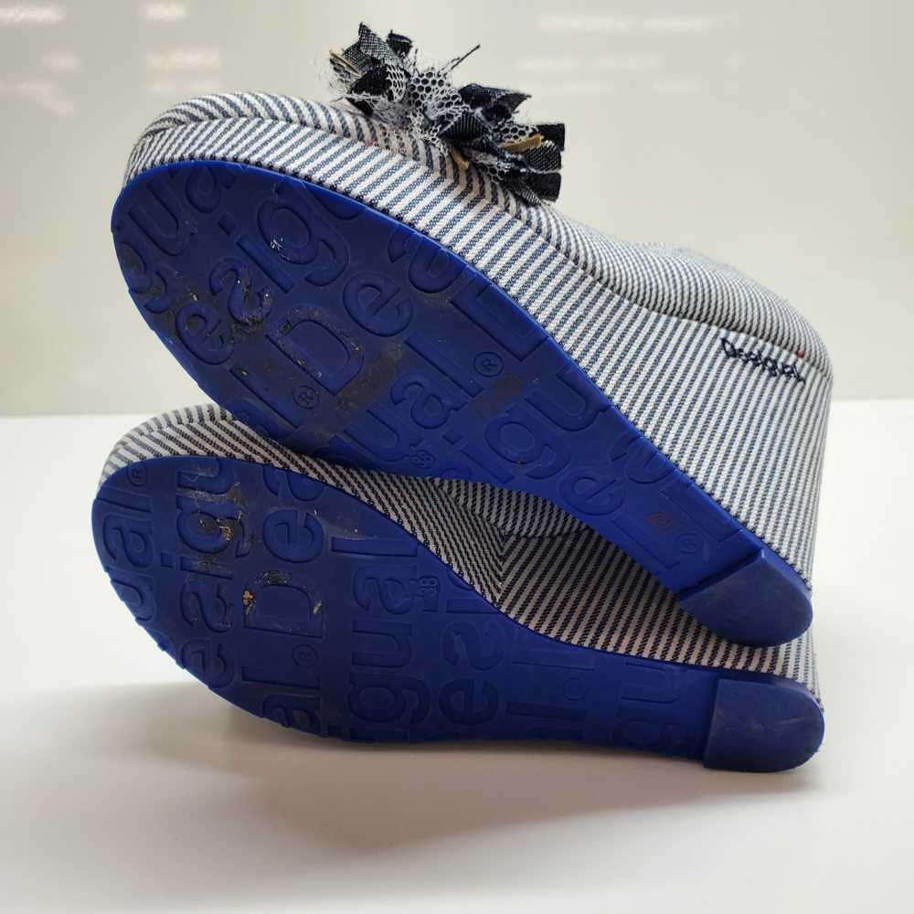 Desigual Women's Blue/White Striped Floral Wedges… - image 4