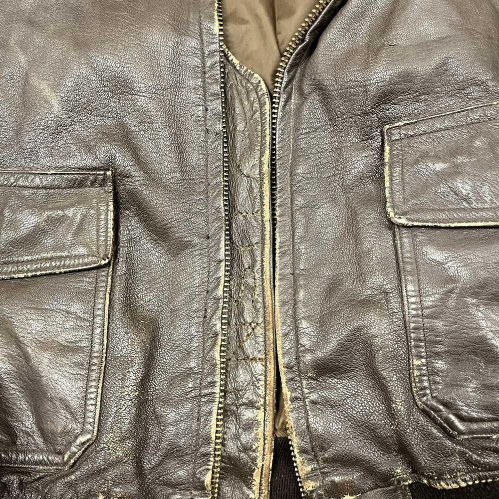 Vintage 60s/70s Brown Leather G-1 US Military Fli… - image 9