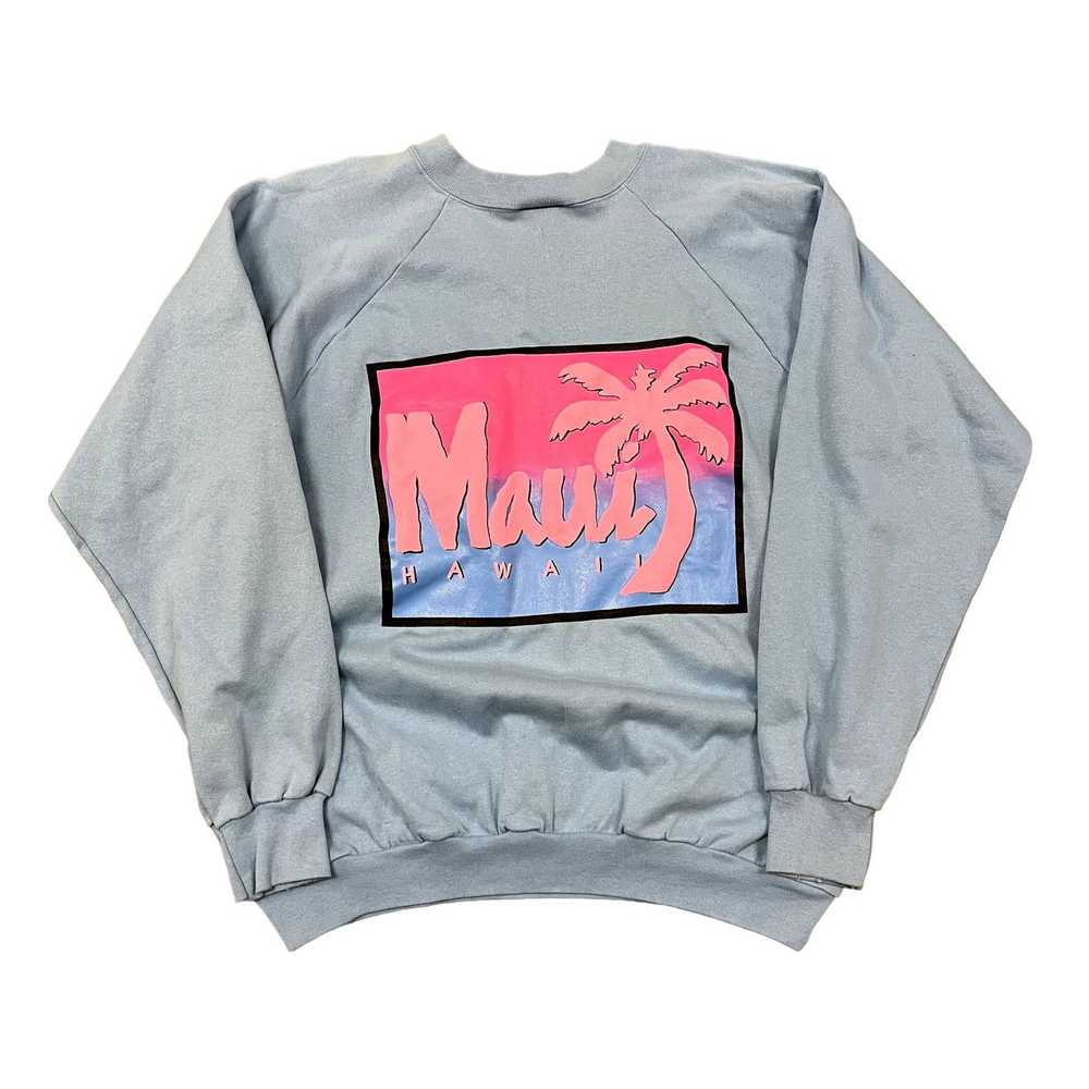 Vintage 80s VTG Baby Blue Maui Hawaii Crewneck Sw… - image 2