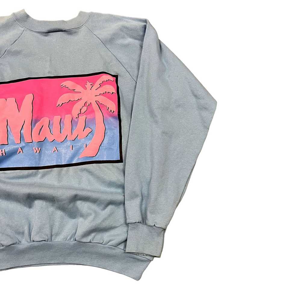 Vintage 80s VTG Baby Blue Maui Hawaii Crewneck Sw… - image 5