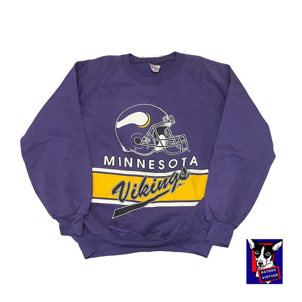 Vintage 80s VTG Minnesota Vikings Purple/Yellow L… - image 1