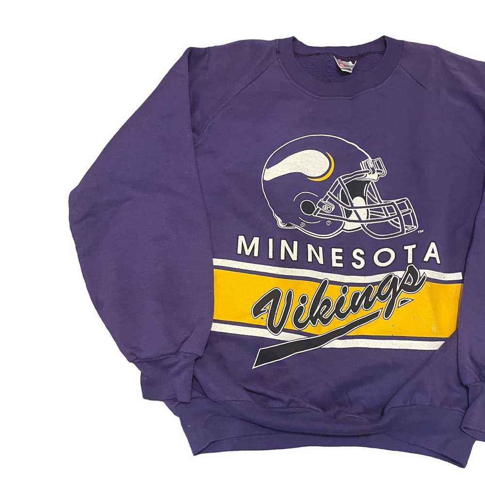 Vintage 80s VTG Minnesota Vikings Purple/Yellow L… - image 4