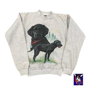 Vintage 80s VTG Tultex Gray Black Labrador Graphi… - image 1