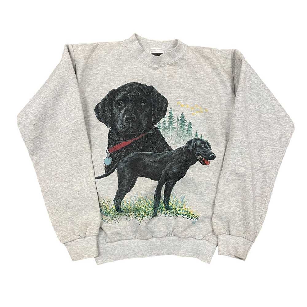 Vintage 80s VTG Tultex Gray Black Labrador Graphi… - image 2