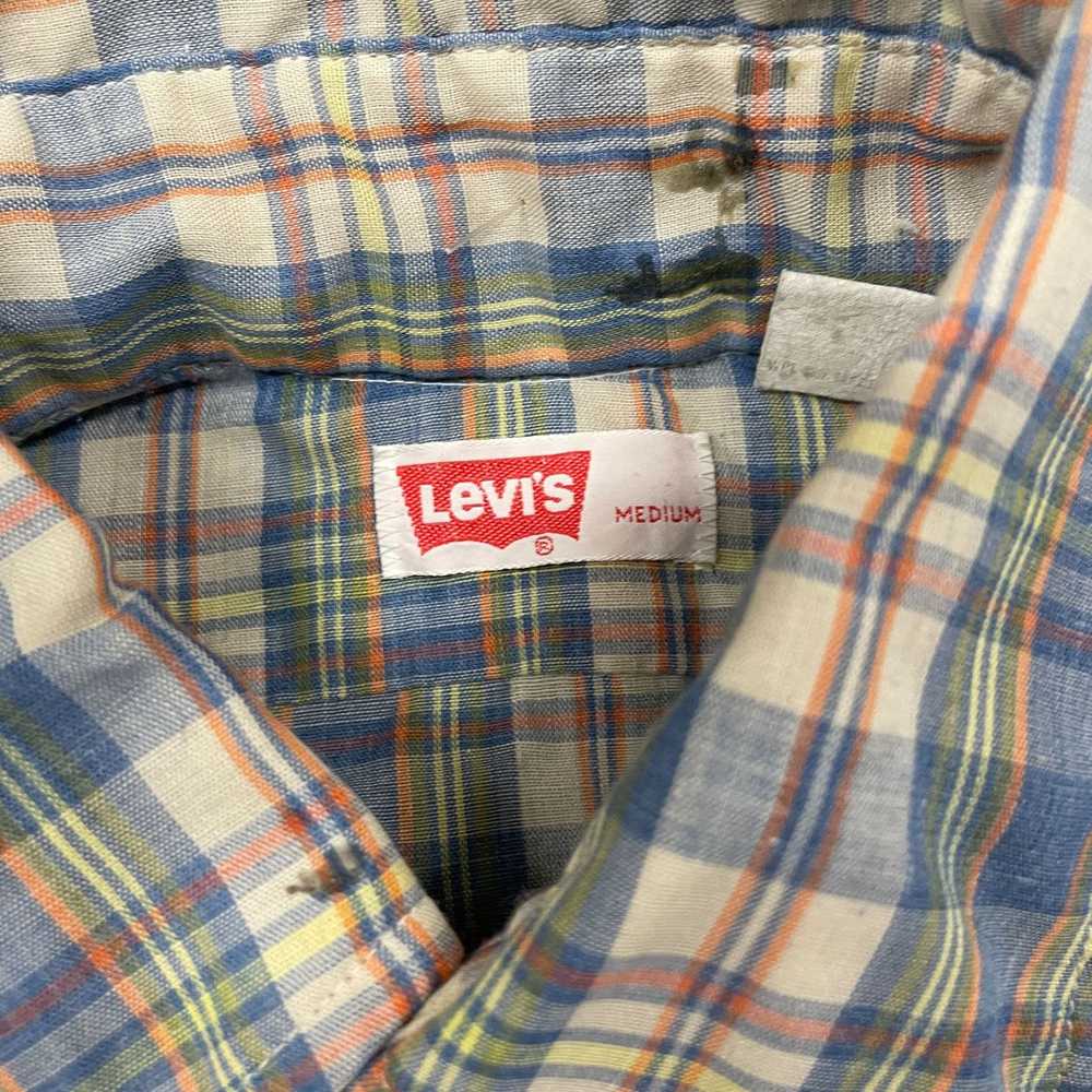 Vintage 70s Blue/Green Levis Cotton Plaid Long Sl… - image 8