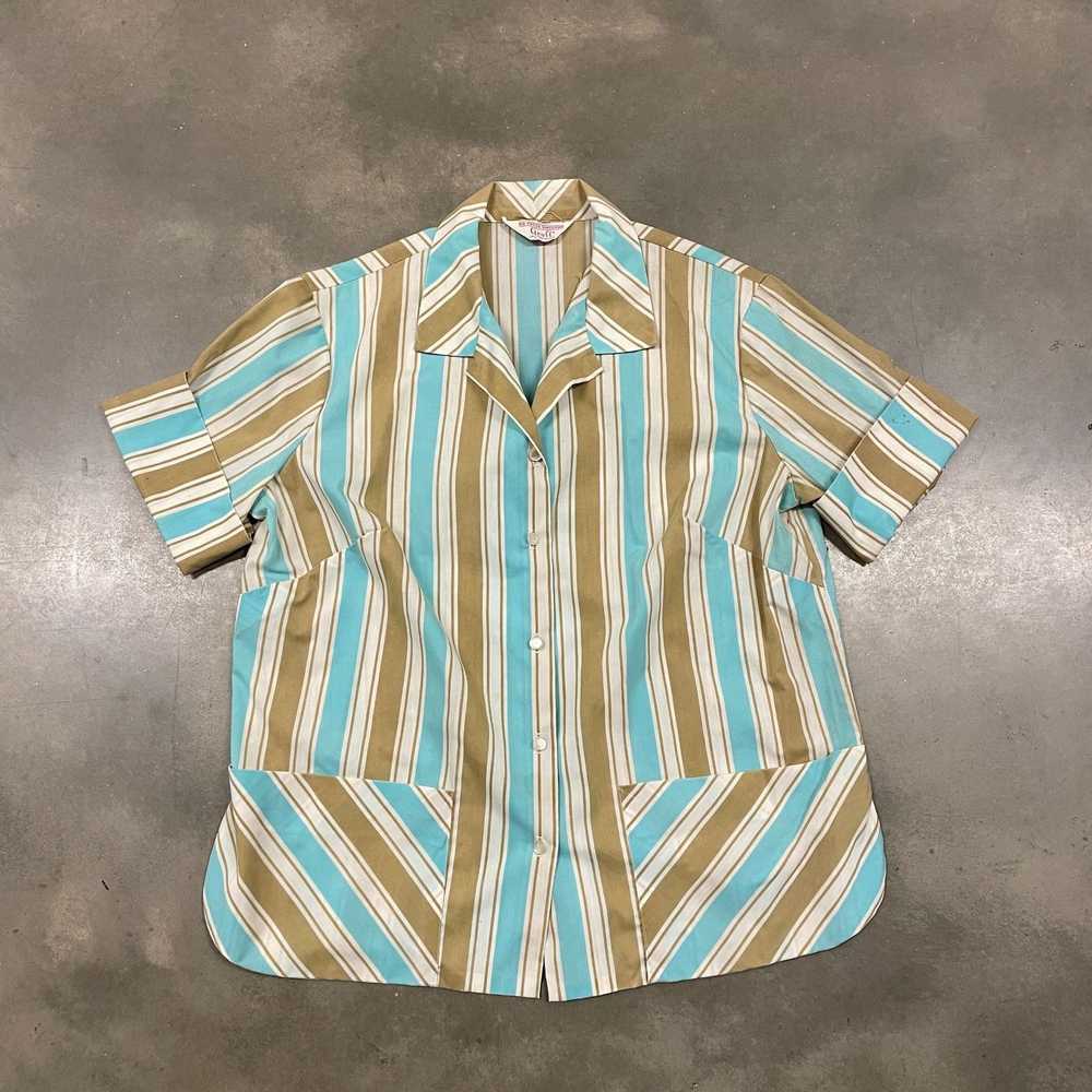 Vintage 70s Blue/Beige Stripe California Graff Pe… - image 2