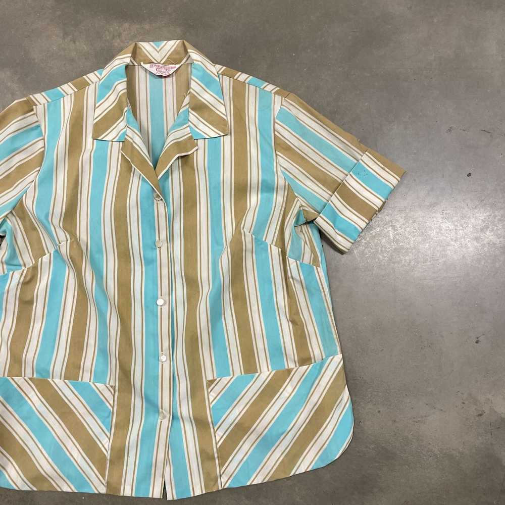 Vintage 70s Blue/Beige Stripe California Graff Pe… - image 5