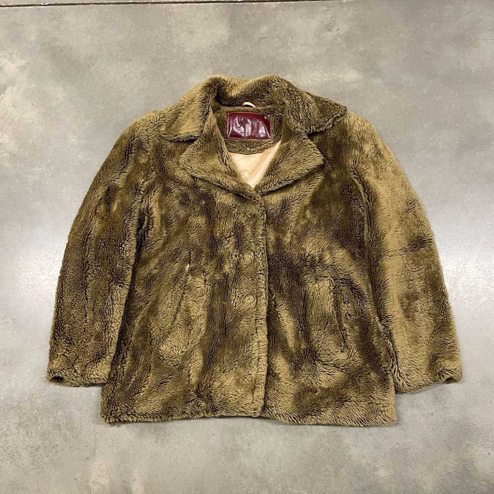 Vintage 70s VTG Brown Fuzzy Furry Faux Laika Cali… - image 2