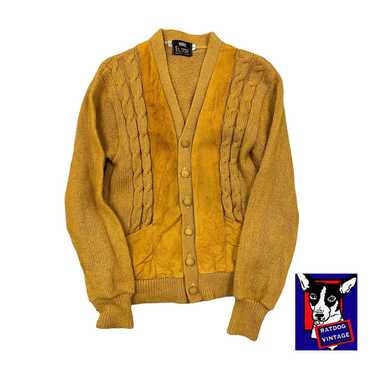 Vintage 60s Campus Mustard Yellow Wool/Suede Knit 