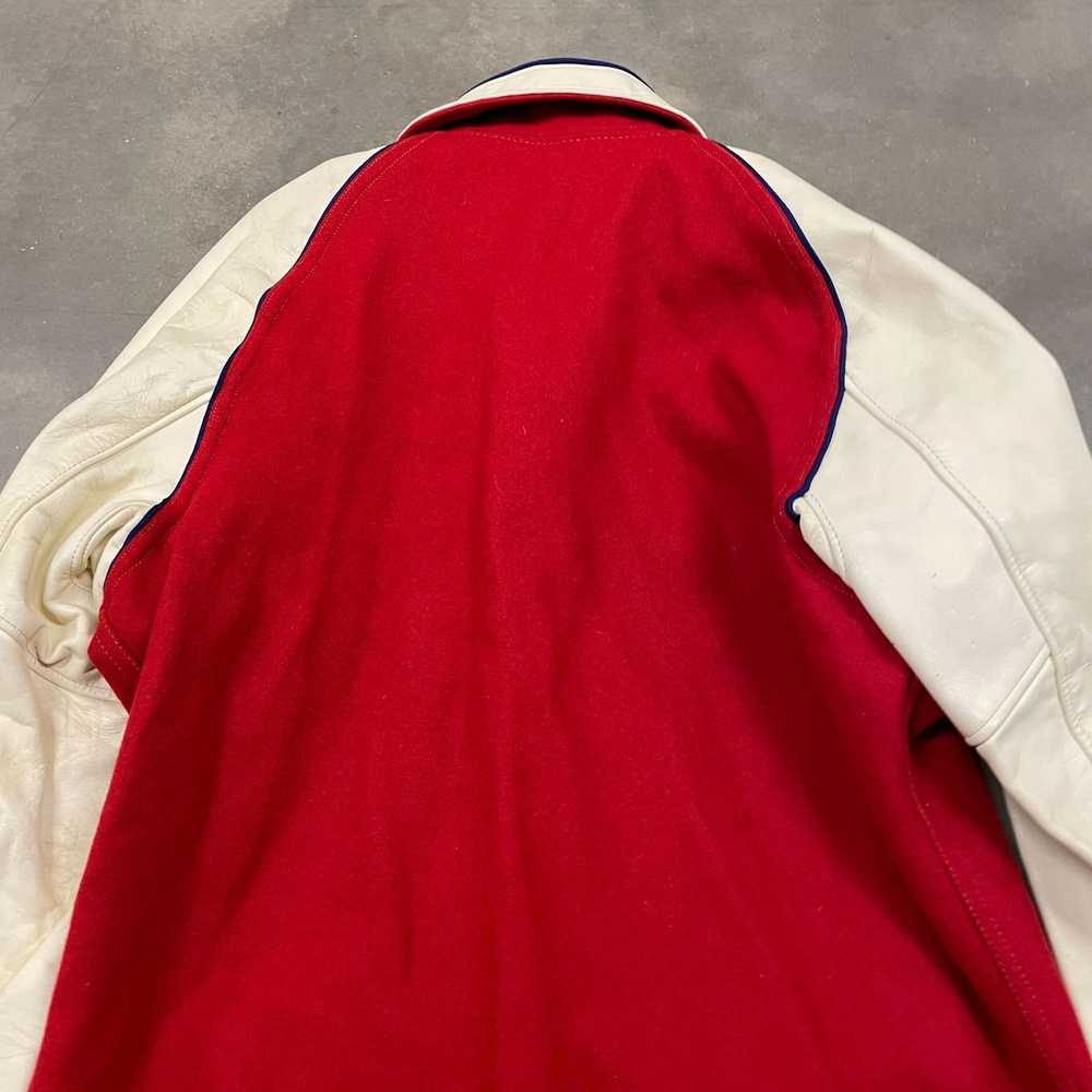 Vintage 50s Red/White Wool & Leather Letterman Va… - image 11