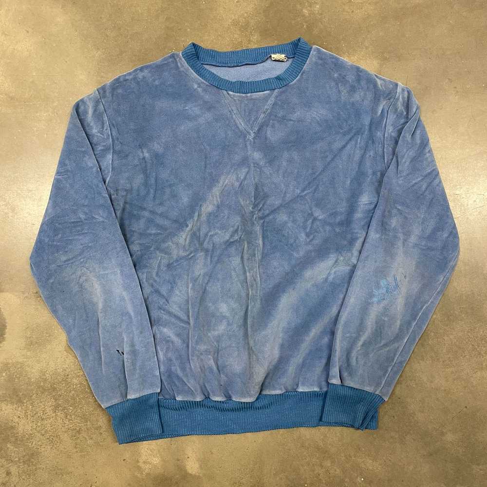 Vintage 70s Powder Blue Baby Blue Velour Single V… - image 2