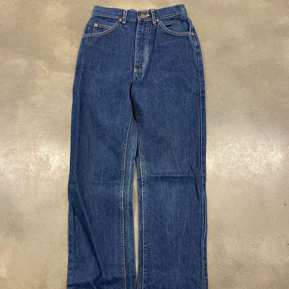 Vintage 70s Blue Denim Lee Rider Straight Leg Ind… - image 11