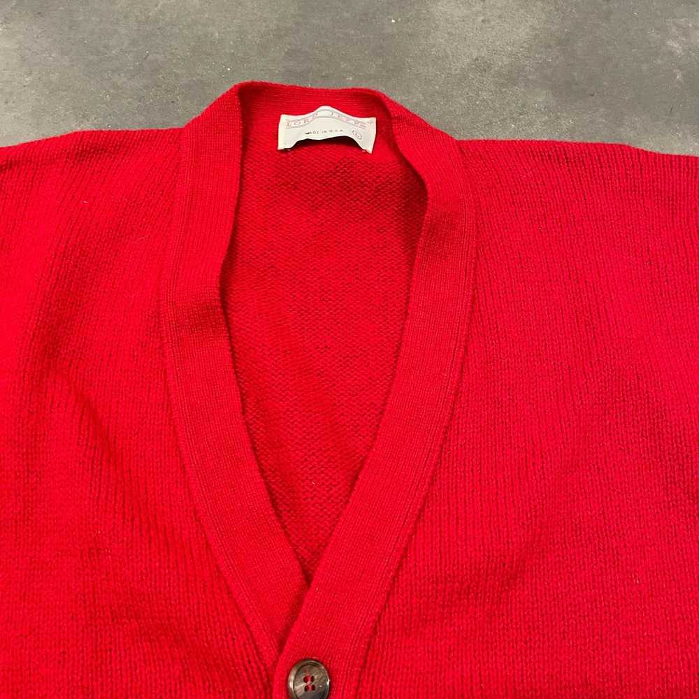 Vintage 60s Red Wool Heavy Weight Knit Cardigan B… - image 6