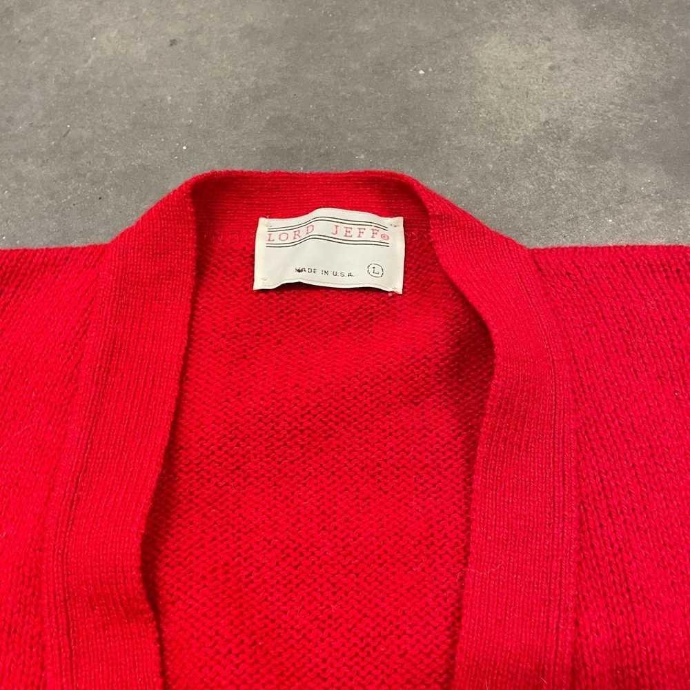 Vintage 60s Red Wool Heavy Weight Knit Cardigan B… - image 8