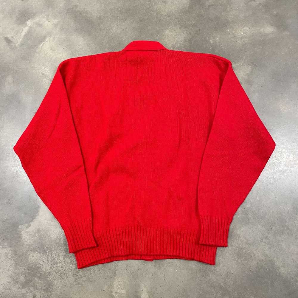 Vintage 60s Red Wool Heavy Weight Knit Cardigan B… - image 9