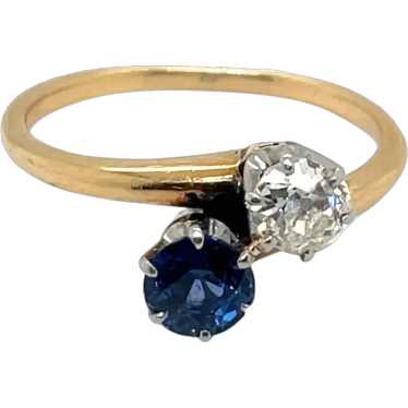 Edwardian 14K yellow Gold and Platinum Diamond and