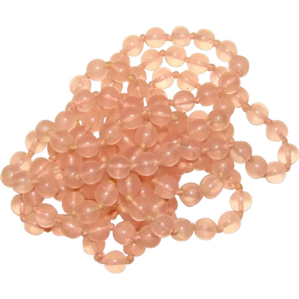 Fabulous Vintage PINK Glass Beads Flapper Necklace - image 1