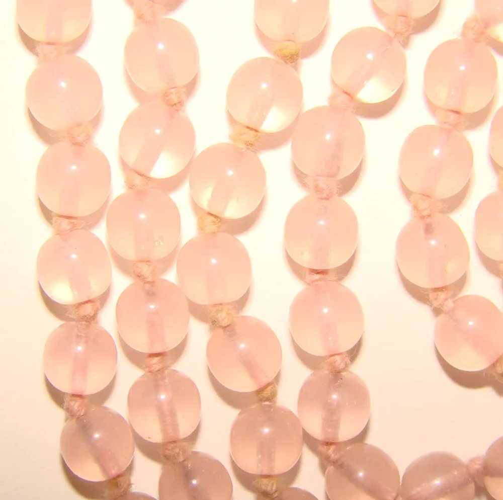 Fabulous Vintage PINK Glass Beads Flapper Necklace - image 3