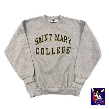 Vintage 80s Saint Mary College Gray/Yellow Graphi… - image 1