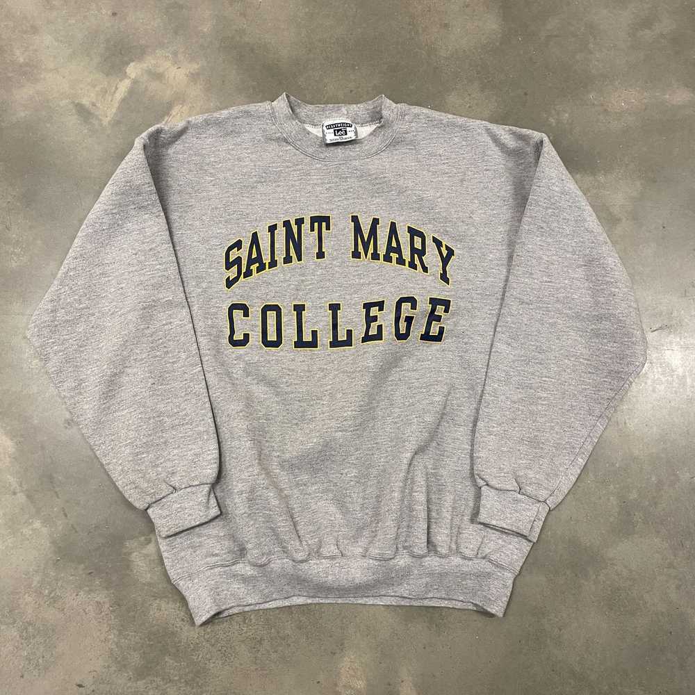 Vintage 80s Saint Mary College Gray/Yellow Graphi… - image 2