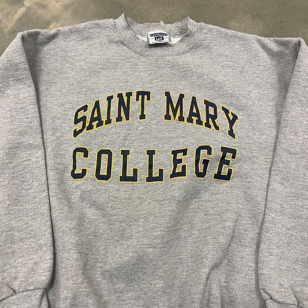 Vintage 80s Saint Mary College Gray/Yellow Graphi… - image 3