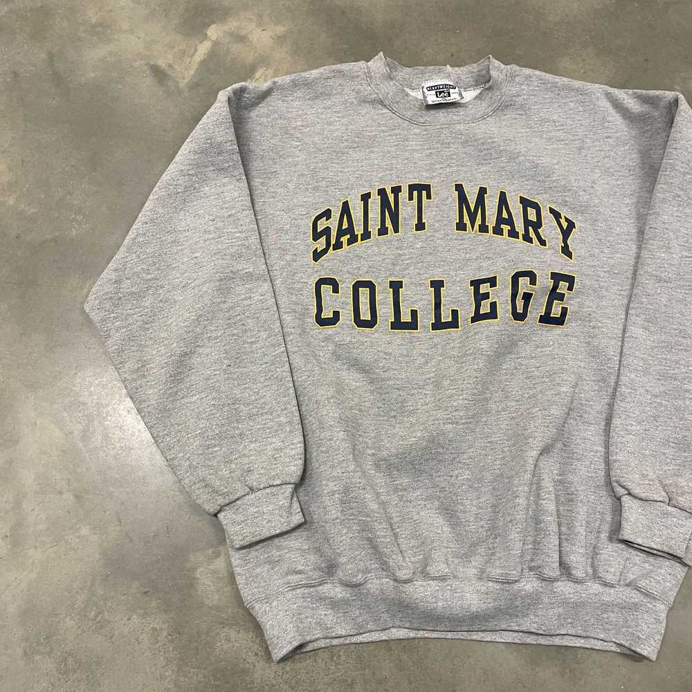 Vintage 80s Saint Mary College Gray/Yellow Graphi… - image 4