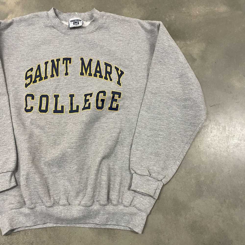 Vintage 80s Saint Mary College Gray/Yellow Graphi… - image 5