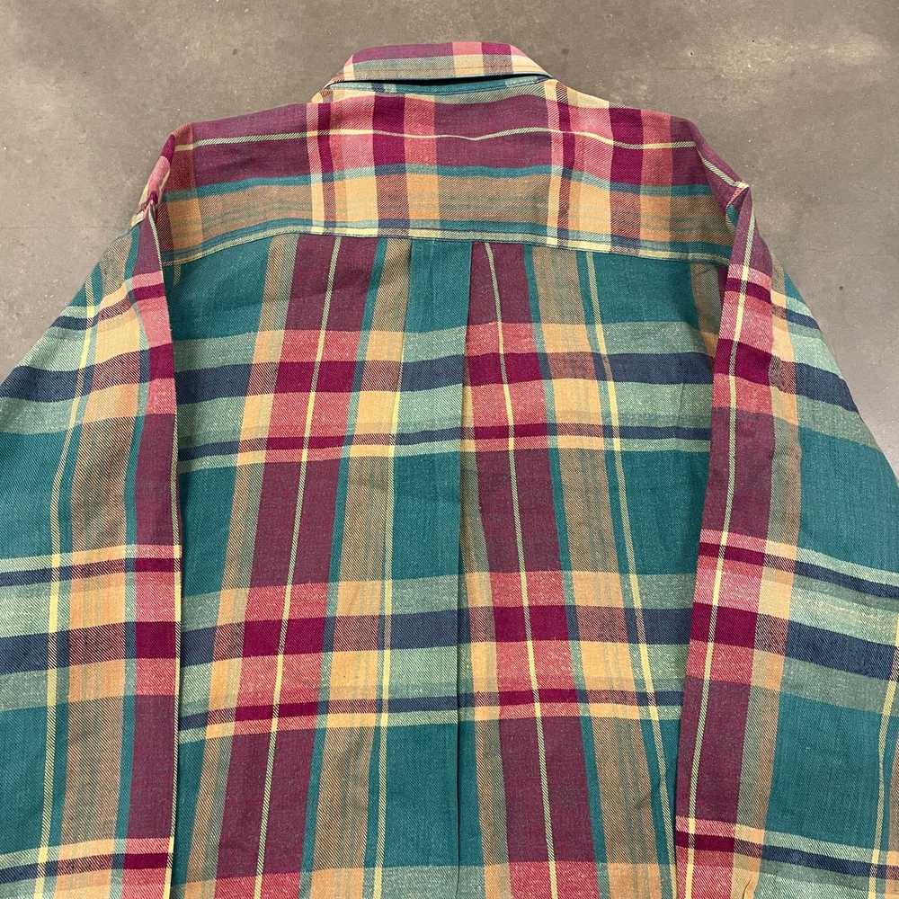 Vintage 70s McGregor Pink/Green Plaid Cotton Work… - image 7