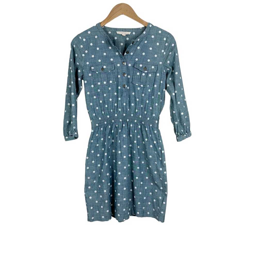 Brooks Brothers Womens Blue Chambray Polka Dot Sh… - image 1