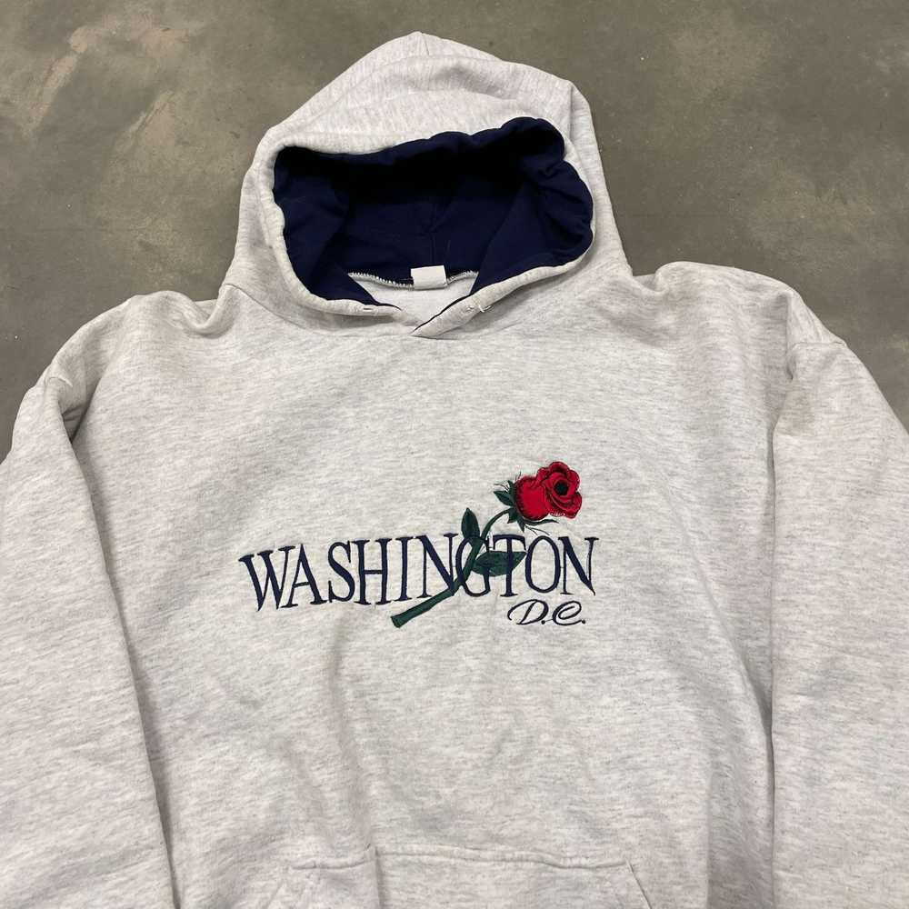 Vintage 80s Washington DC Gray Embroidered Pullov… - image 2