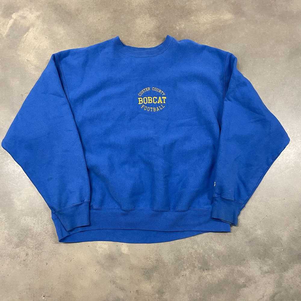 Vintage 90s Champion Reverse Weave Blue 'Bobcat F… - image 1