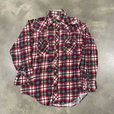 Vintage 70S 'Big Country' Red/Green Cotton Plaid … - image 1