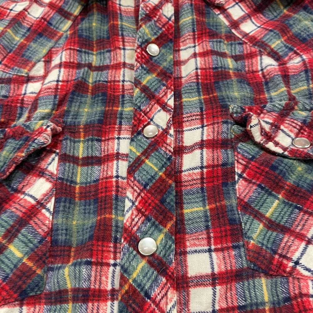 Vintage 70S 'Big Country' Red/Green Cotton Plaid … - image 7