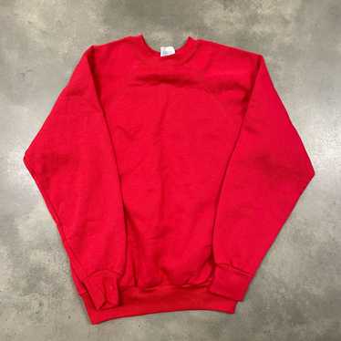 Vintage 80S Red Blank Raglan Crewneck Sweatshirt … - image 1