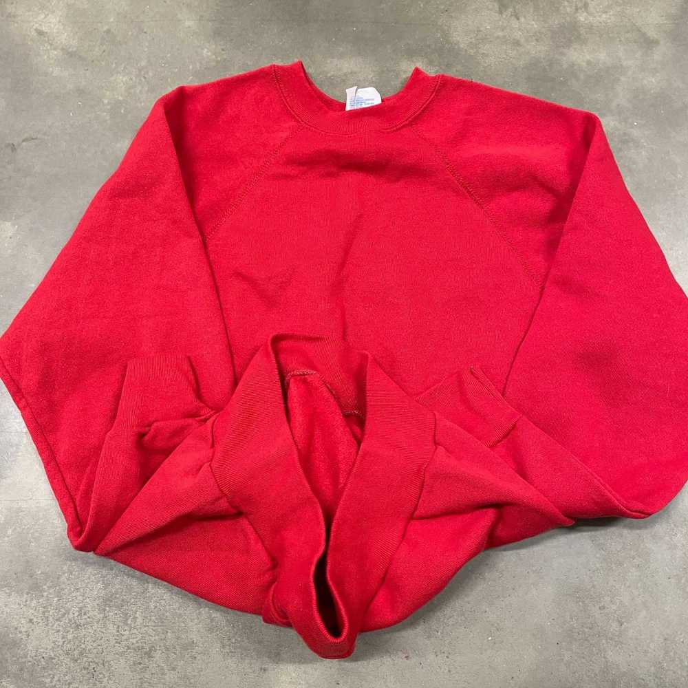 Vintage 80S Red Blank Raglan Crewneck Sweatshirt … - image 5