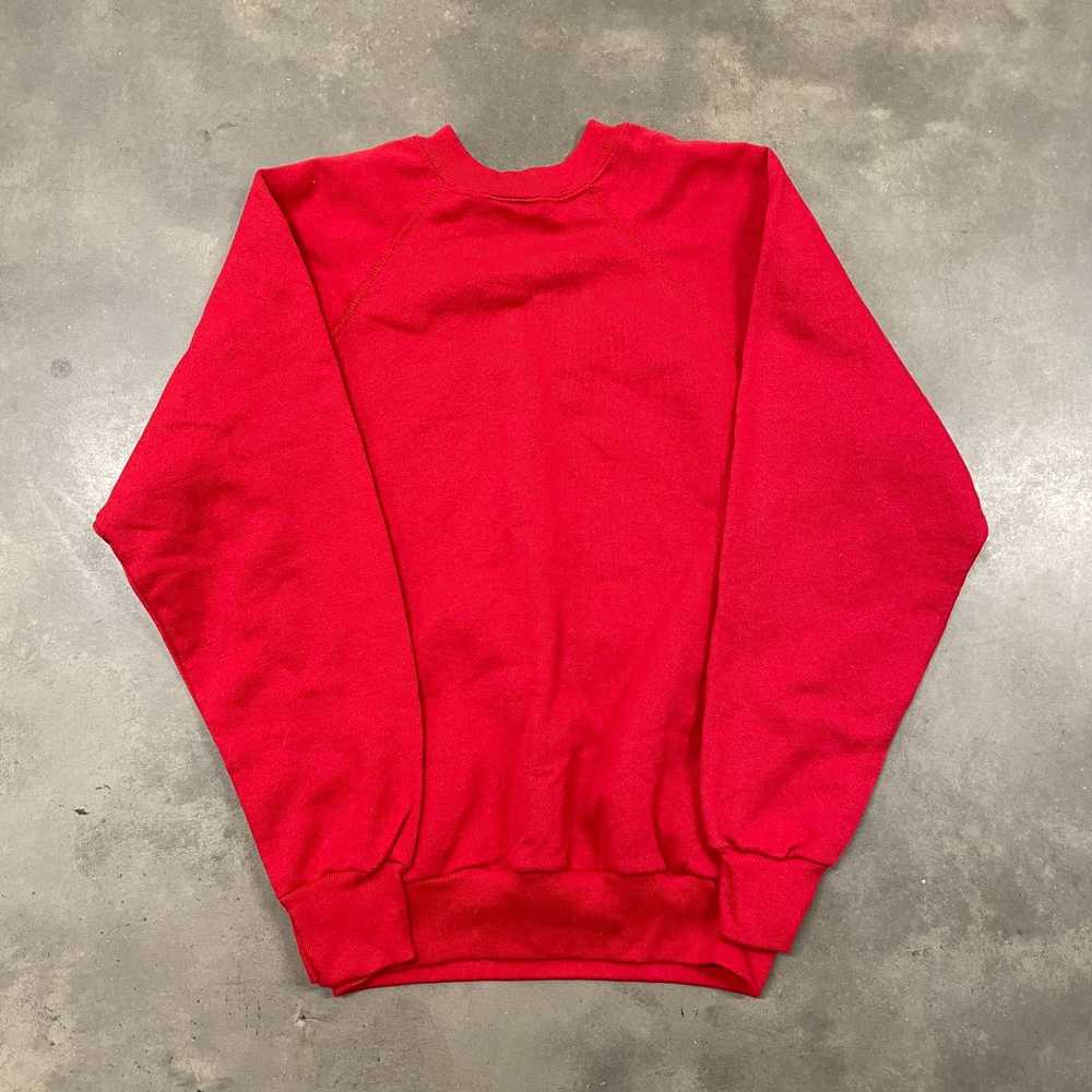 Vintage 80S Red Blank Raglan Crewneck Sweatshirt … - image 7