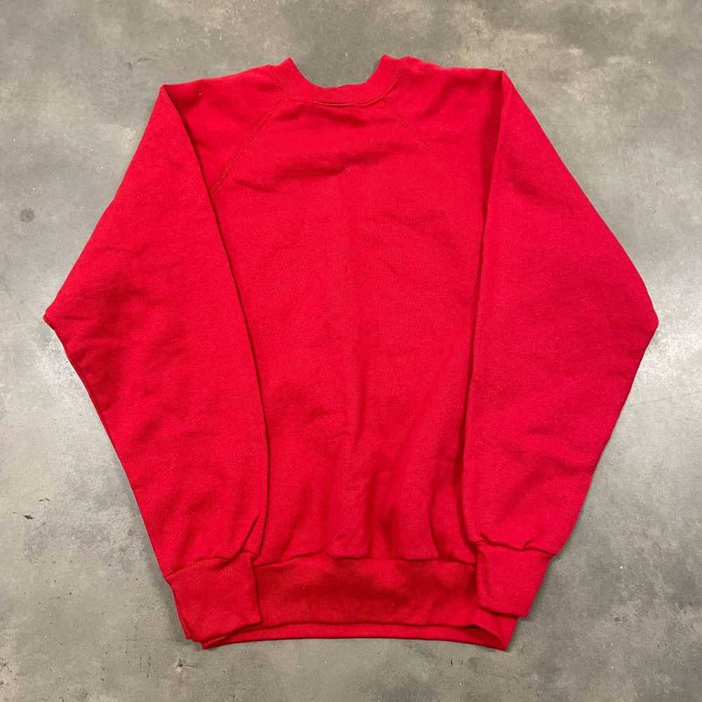 Vintage 80S Red Blank Raglan Crewneck Sweatshirt … - image 9